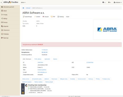 MailChimp panel ve webovém rozhraní ABRA FlexiBee